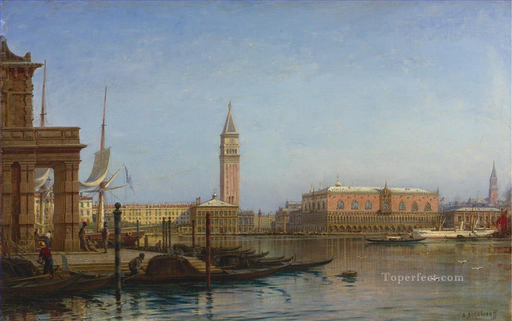 VIEW OF VENICE CUSTOMS HOUSE Alexey Bogolyubov cityscape city views classical Oil Paintings